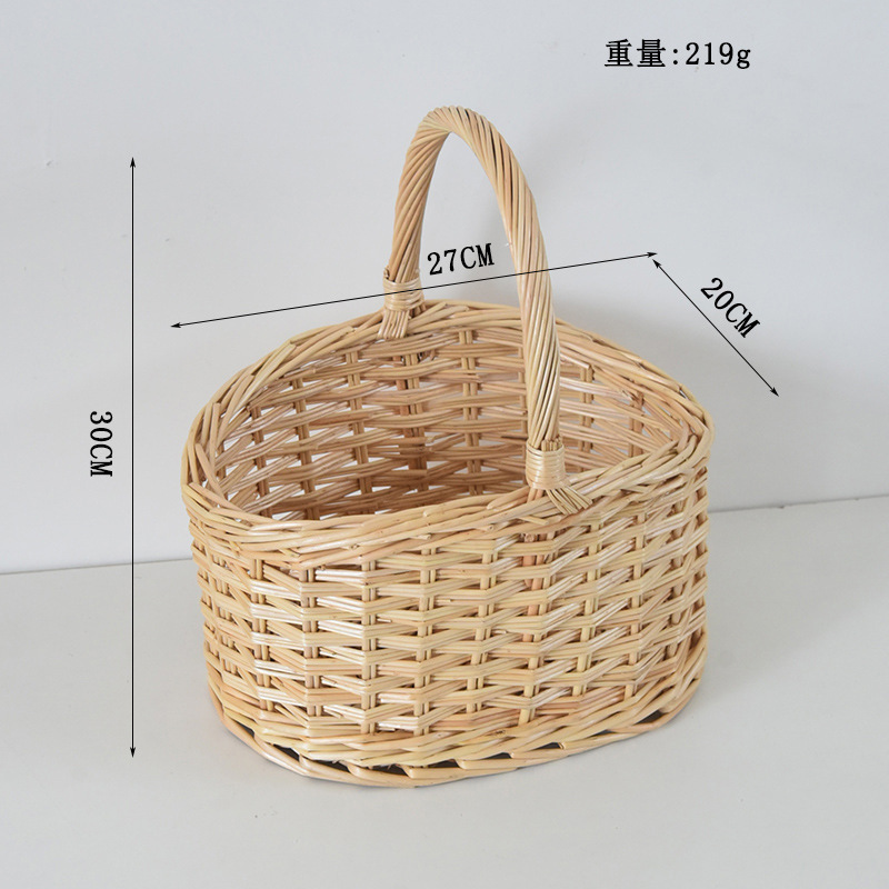 藤编户外野餐手提篮田园柳编购物鸡蛋篮蔬菜收纳篮水果提篮馒头筐|undefined