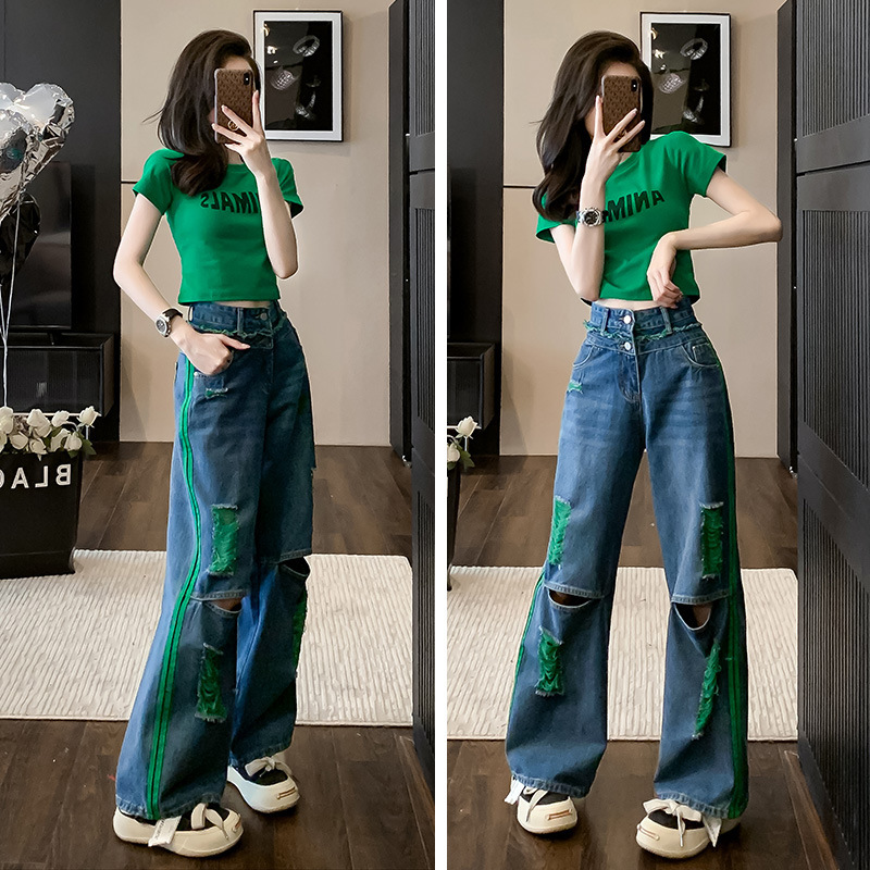 Jeans Set Women's 2023 New Summer Western Style Jeans Shorts T-shirt Casual Fashion Set Two-piece Set
