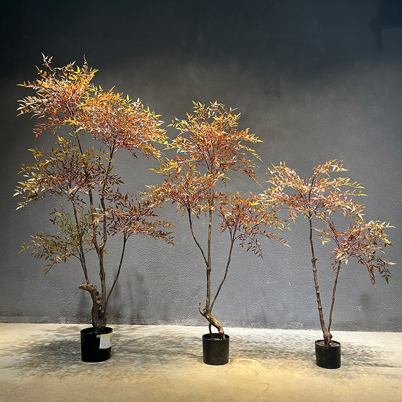 新中国式茶室景観装飾シミュレーション緑植南天竹鉢植え室内ショーウインドー着地造景装飾緑植|undefined