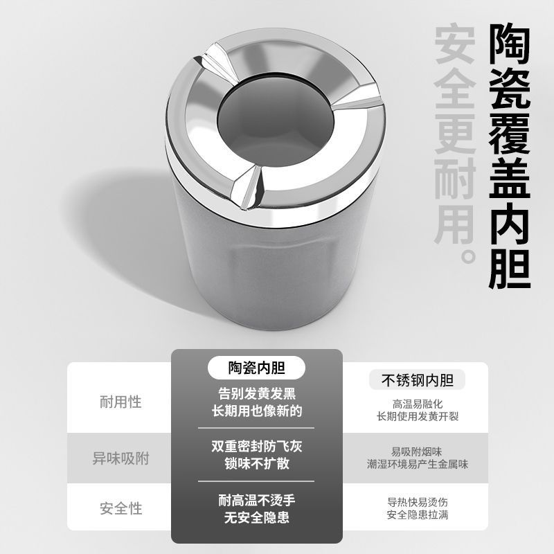 Sealed rotating car ashtray, anti-ash flying metal, creative high-end in-car ashtray, anti-drop device