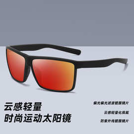 新款欧美户外运动骑行偏光墨镜爆款眼镜男女方框防紫外线太阳镜