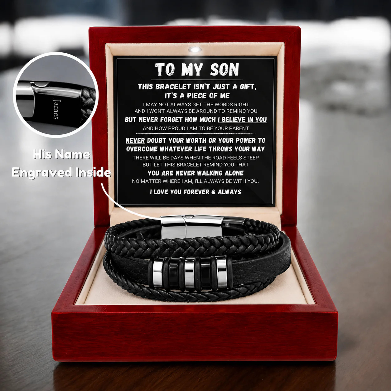 To My Son - Never Alone - Braided Bracelet Set