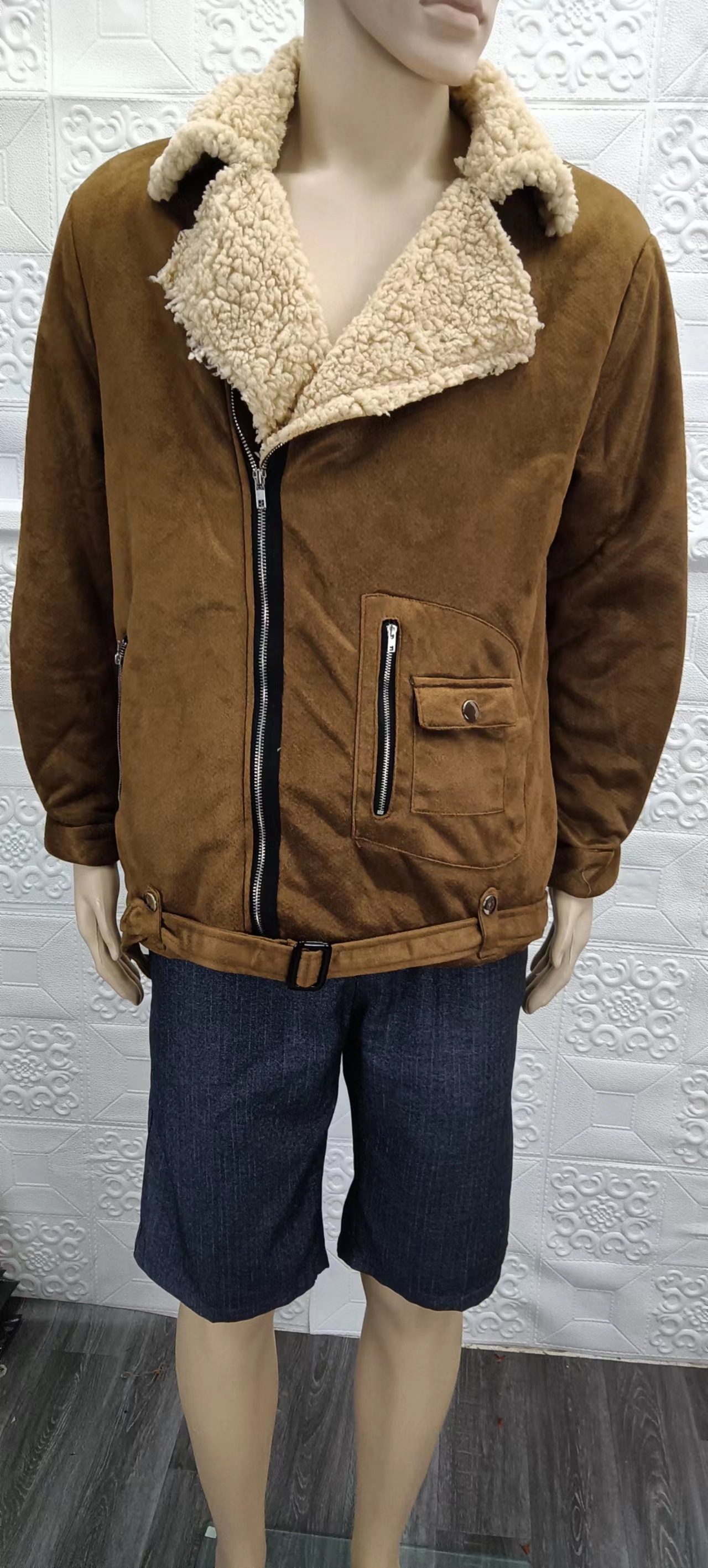 Herrenbekleidung Herrenjacke Pelzmantel Verdickter Mantel Pelz Reißverschluss Herrenbekleidung_voghion.com