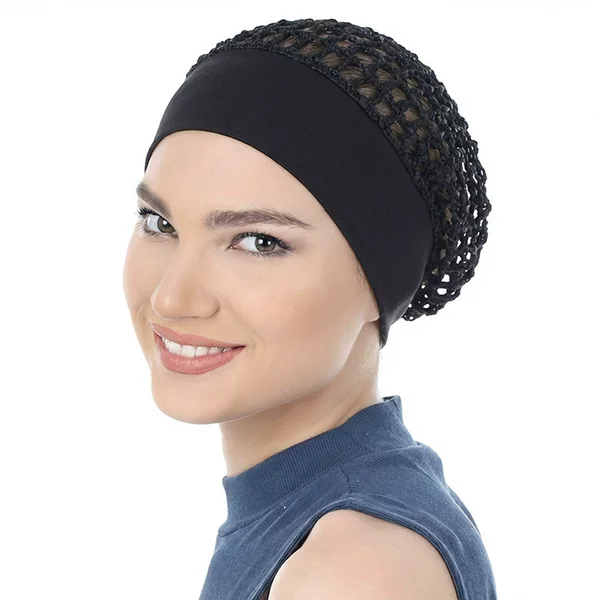 Handmade crochet elastic wide-brimmed hair net, sleep cap, wig cap, hair protection cap, mesh cap