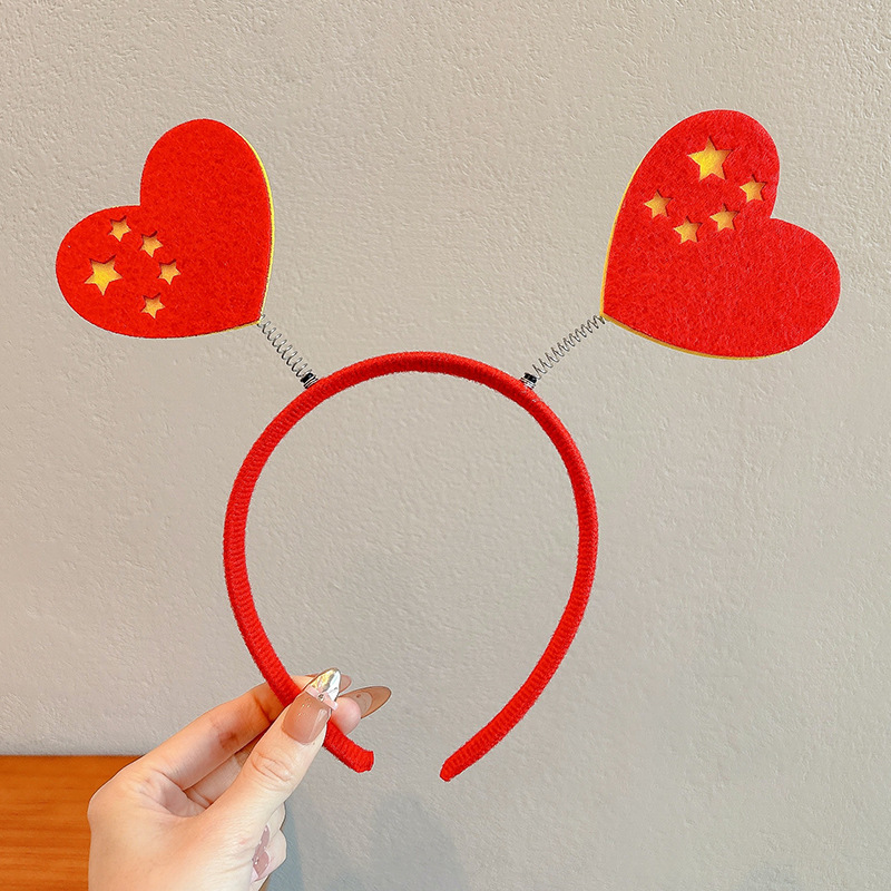 可爱国庆节红旗发箍发饰儿童中国红爱国国旗头箍节日表演头饰道具|undefined