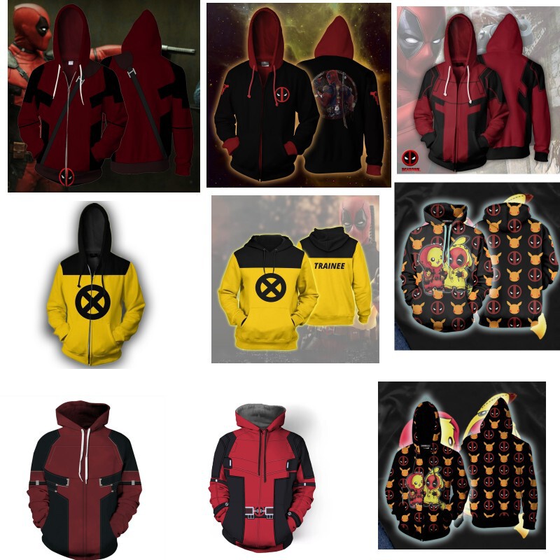 Hot deadpool 2 Marvel Hero 3D Print Trendy Brand Men's Hooded Zip Slim Sweatshirt