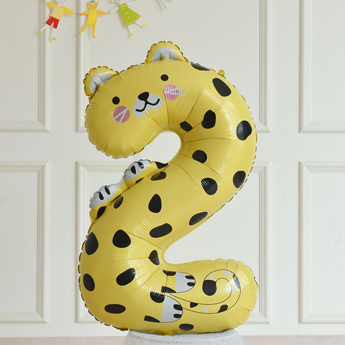 40-inch cartoon animal number balloon aluminum film children's baby's 100th birthday party one-year-old dessert table