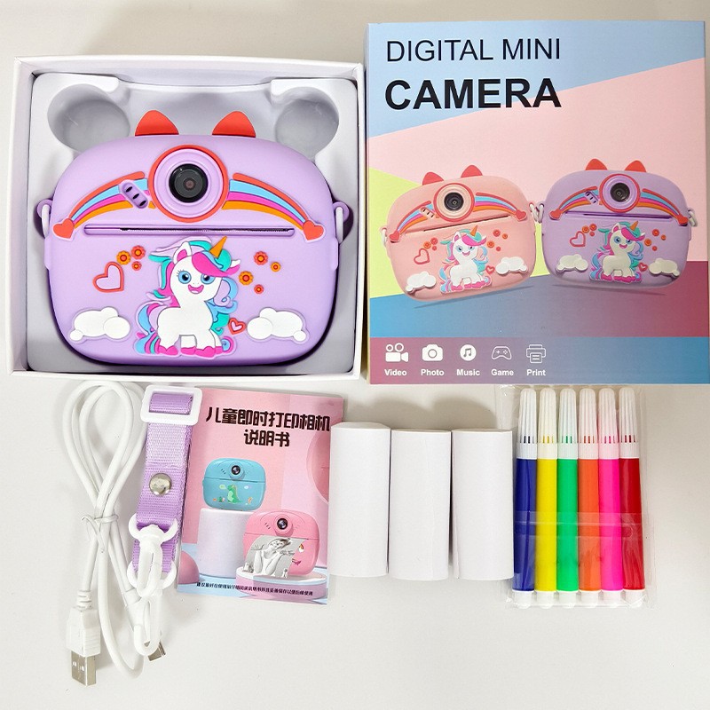 Nueva cámara de impresión Cámara digital para niños Polaroid lindo juguete de dibujos animados mini cámara de impresión HD