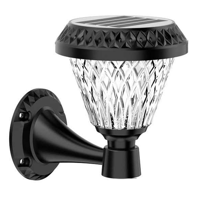 Lámpara solar de pared LED solar de cuatro lados luminosa lámpara de pared recargable al aire libre luz de jardín de siete colores nueva transfronteriza