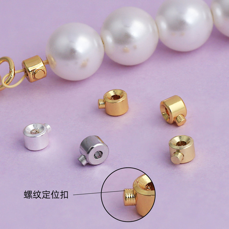 Wholesale Threaded Flat-Shaped Positioning Buckle Plated with 18K Real Gold, High Color Retention, Pressure Cooker Positioning Bead, DIY Bracelet End Snap Button Wholesale Threaded Flat-Shaped Positioning Buckle Plated with 18K Real Gold, High Color Retention, Pressure Cooker Positioning Bead, DIY Bracelet End Snap Button