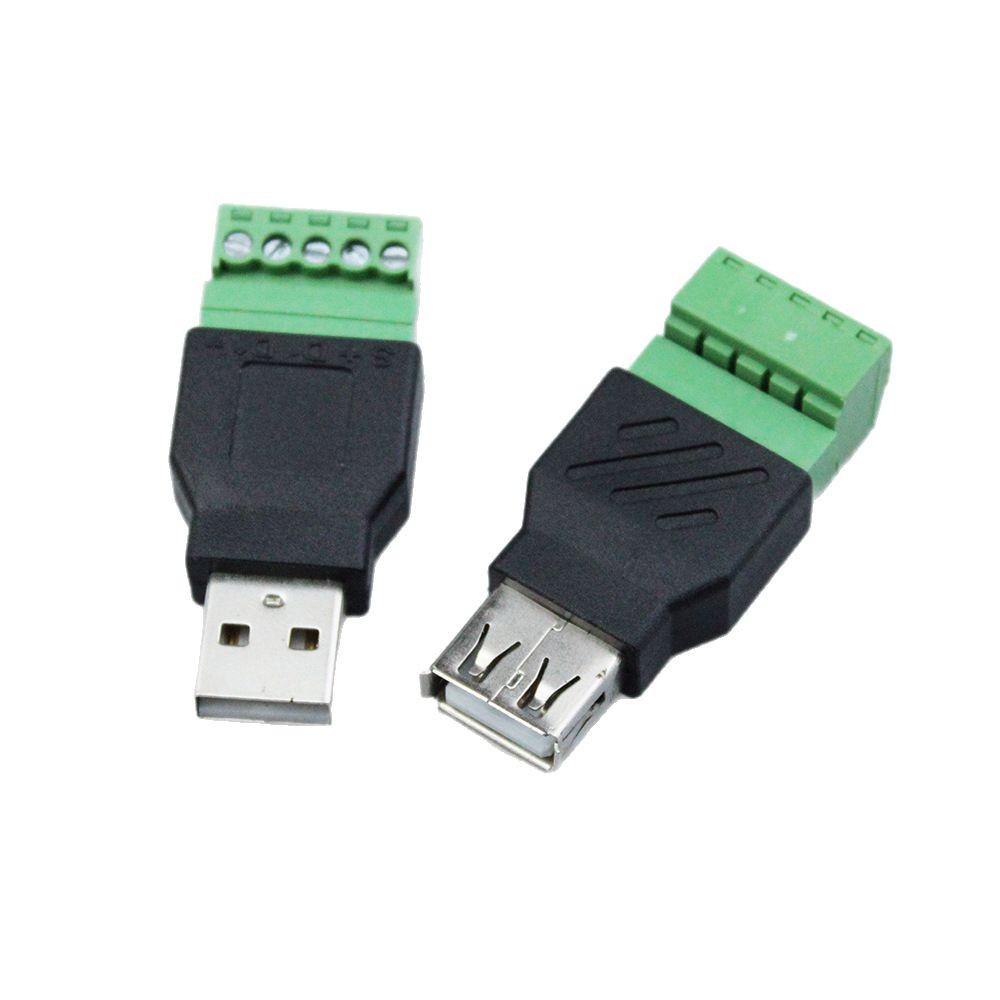 工厂 USB2.0免焊接公母头转5Pin接线端子电脑键盘鼠标插头连接器