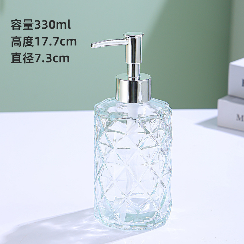 便利に分装した美しい押出式ポンプヘッド330ml手洗い液瓶電気めっきポンプヘッド有色ガラス手洗い液瓶|undefined