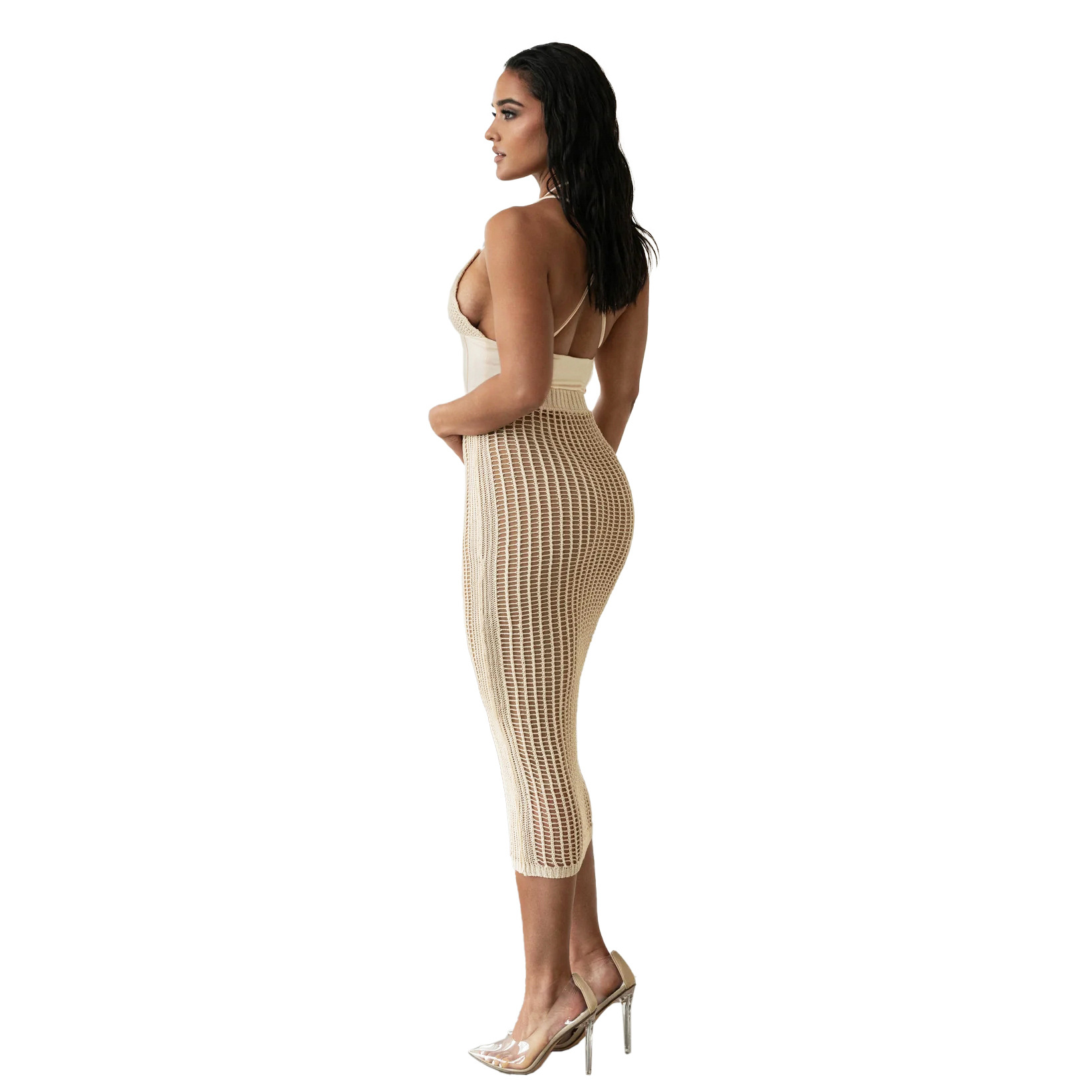 Summer Women Clothing Sexy Sling Bare Back Jumpsuit Hollow Out Knitted Skirt Set 45 Summer Women Clothing Sexy Sling Bare Back Jumpsuit Hollow Out Knitted Skirt Set