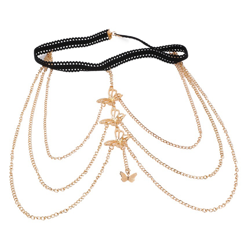 Cadena de la pierna de Venta caliente transfronteriza europea y americana exagerada sexy encaje cuerda elástica mariposa araña escarabajo animal cadena de la pierna