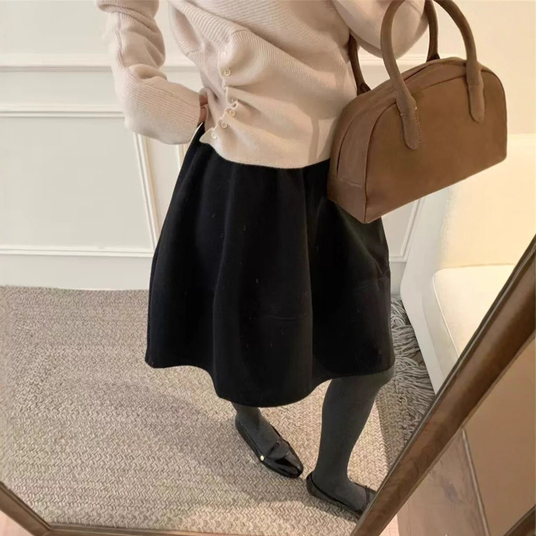 可补抓毛P990简约呢料灯笼半裙长53-仅供货经销商不退换