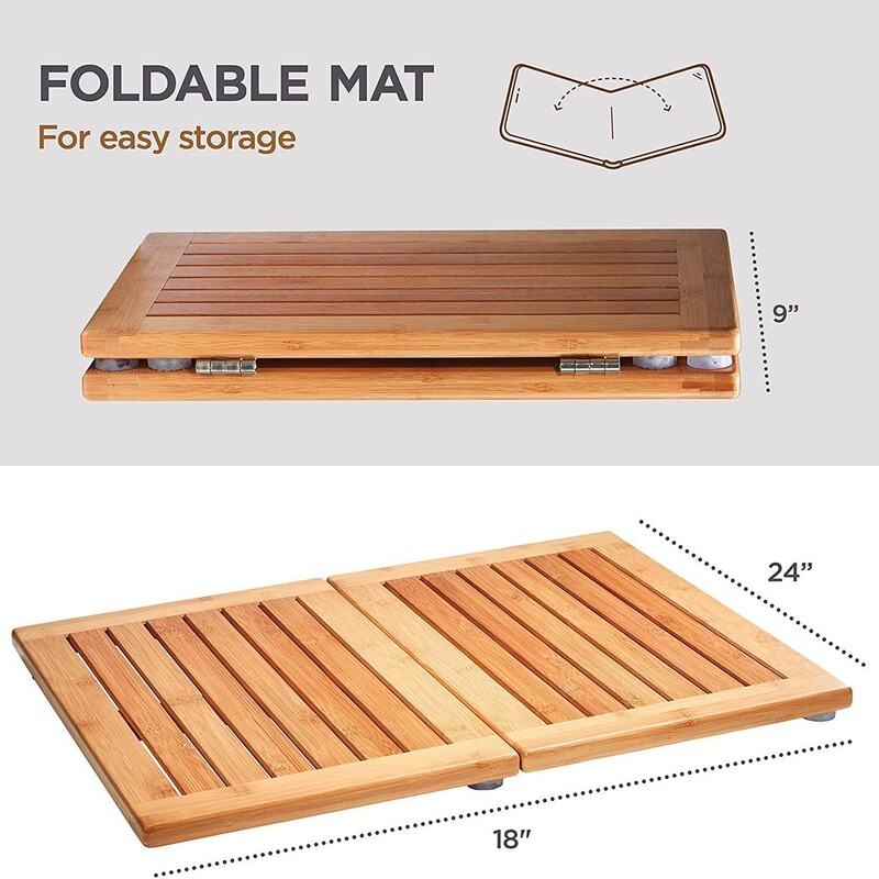 Cross-border New Non-slip Shower Mat Creative Home Bathroom Bath Mat Bamboo Wood Indoor and Outdoor Spa Folding Floor Mat