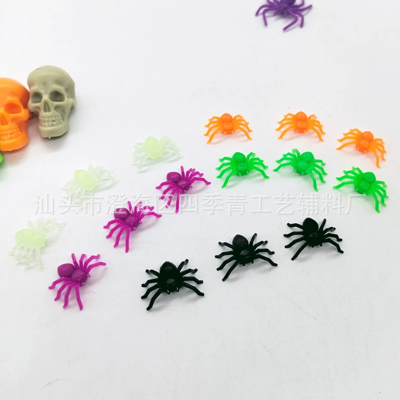 Трансграничная искусственная мини-паук, игрушка на Хэллоуин, красочный пластиковый светящийся маленький паук, призрак, фестиваль, композиция сцены, пародия