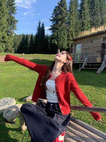 Red atmospheric cardigan