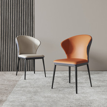 意式极简家用餐椅北欧轻奢餐桌椅现代简约超纤皮椅子设计师餐椅