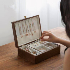 木製ジュエリー収納ケース黒胡桃木軽豪華精致ジュエリー収納ケース綿布裏地の多層収納