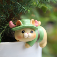 卡通小动物鱼缸猫咪挂件创意趣味景观装饰品园艺花盆爬缸摆件树脂