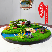 酒店餐桌中间摆件圆桌摆花转盘仿真花创意装饰景观新中式高端桌花