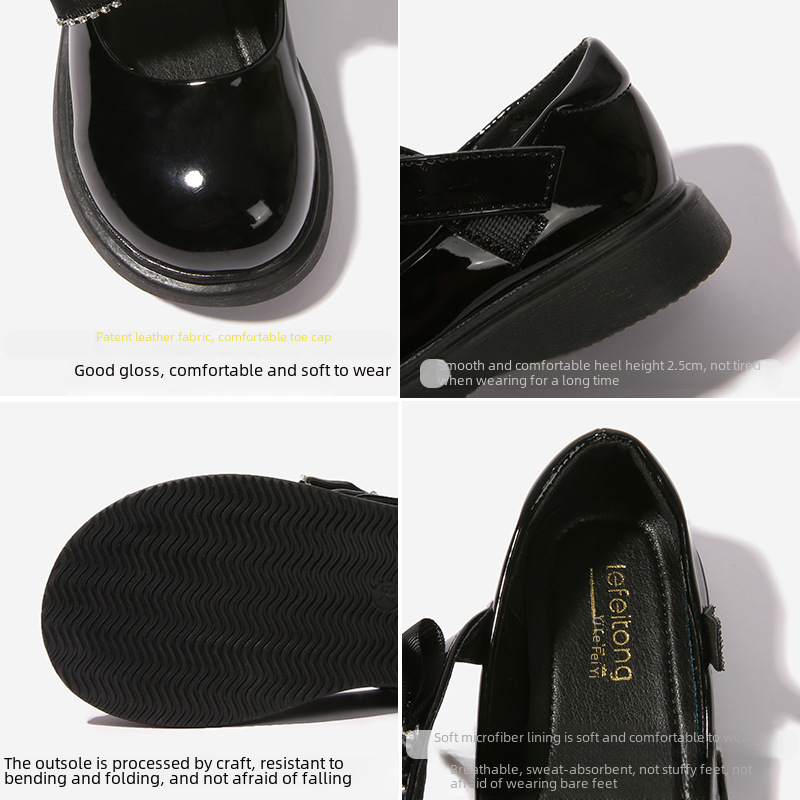 Black shoes for students girl's