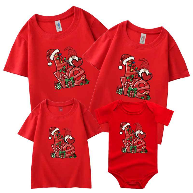 Comercio electrónico transfronterizo Traje de padre-hijo de regalo de Navidad europeo y americano nueva familia de tres camiseta madre-hijo manga corta sombrero de Navidad