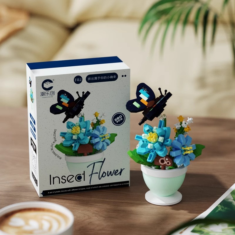 Chao Le Chuang 7345 - 7348 flores interestelares arco iris ramo de flores ensamblaje bloques de construcción juguetes para niños niñas rompecabezas adornos