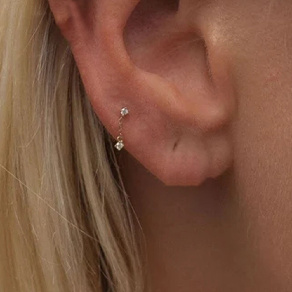 2g Weight Zircon Inlay Material Ear Studs Classification 1 Piece Quantity Daily Occasion 925 Sterling Silver Material Geometric Pattern Women's Gender Plating Design Simple Style Style 1 Piece Ear Cartilage Rings & Studs Simple Style Geometric 925 Sterling Silver Plating Zircon 80