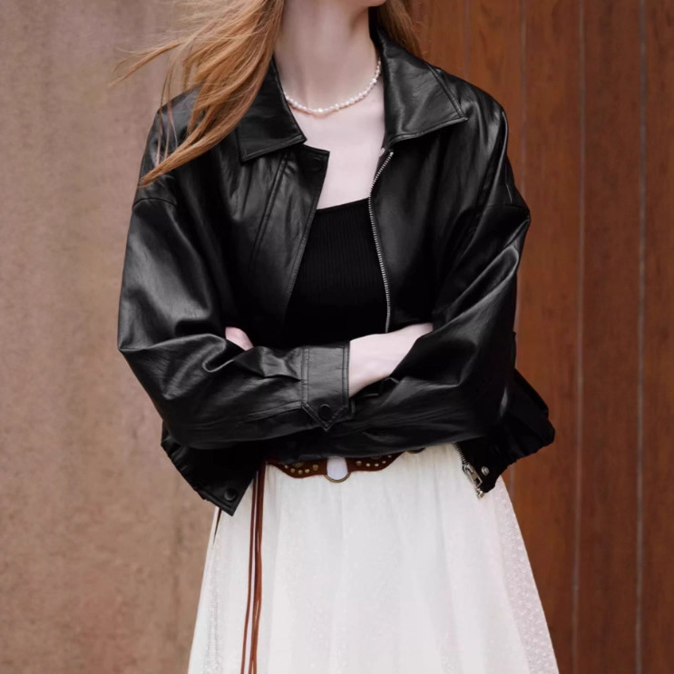 Leather Jacket Women's 2025 Autum New Pu Jacket Short Jacket F95A2438