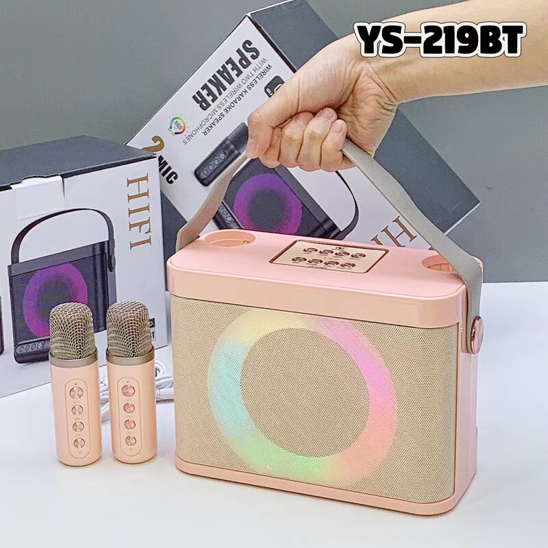 YS219BT手提蓝牙音箱家庭低音炮双麦克风无线话筒手机K歌蓝牙音响|undefined