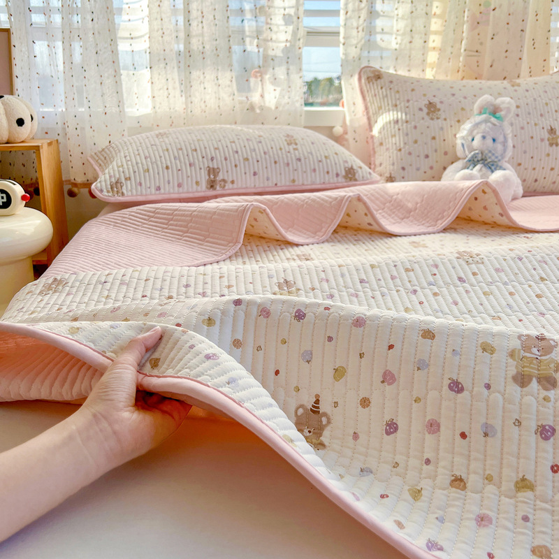 All-Cotton Bed Cover, Fresh and Simple Style, Thickened Quilted Bed Sheet, Blanket, Bed Cover, Suitable for All Seasons, Tatami Non-Slip Quilted Mattress