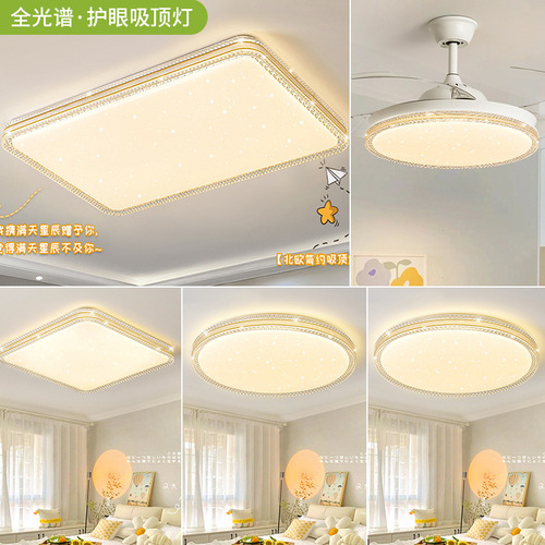  New Ceiling Lamp Living Room Headlight Modern Simple Restaurant Fan Lamp Bedroom Light Combination Whole House Package