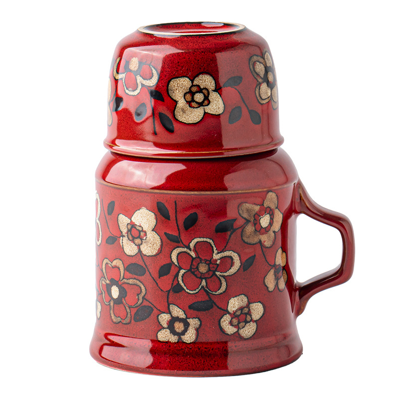 Suspiro de tiempo Taza de olla pequeña pintada a mano china Taza de té de cerámica con tapa Regalo de San Valentín Exportación transfronteriza