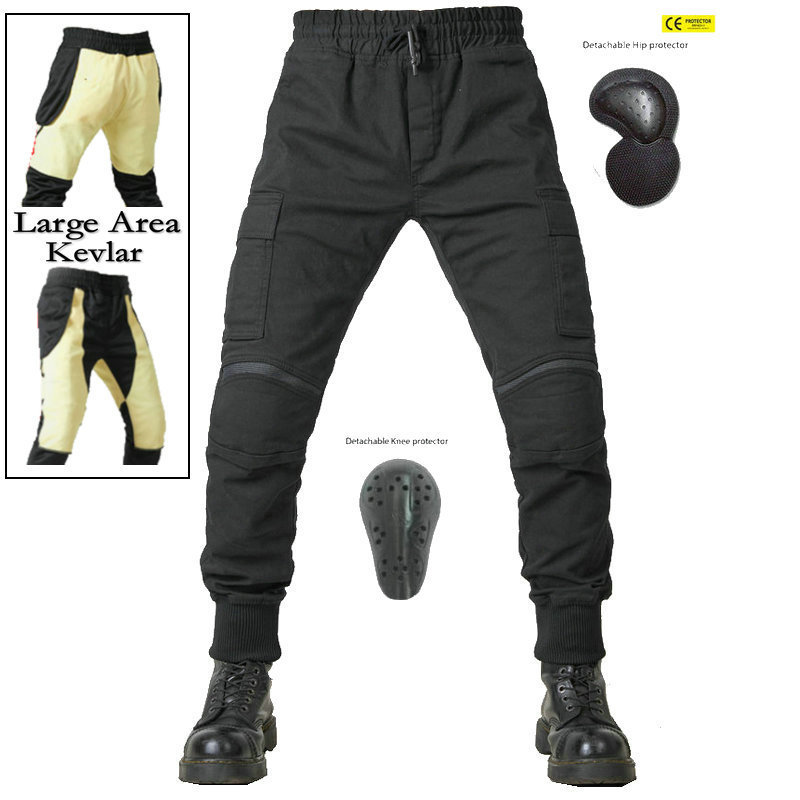 Motorcycle Riding Jeans Casual Motorcycle Anti-fall and Windproof Kevlar Workwear Pants Men's Four Seasons Adjustable Protectors