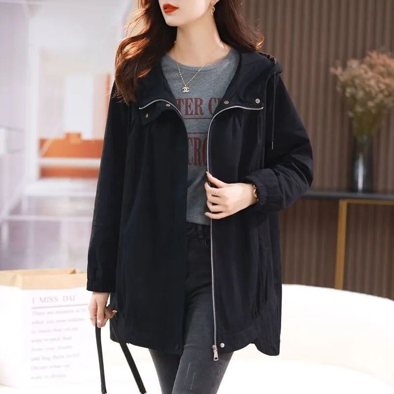 女装风衣女士2025春秋新款大码宽松显瘦休闲百搭中长款外套女大衣|undefined