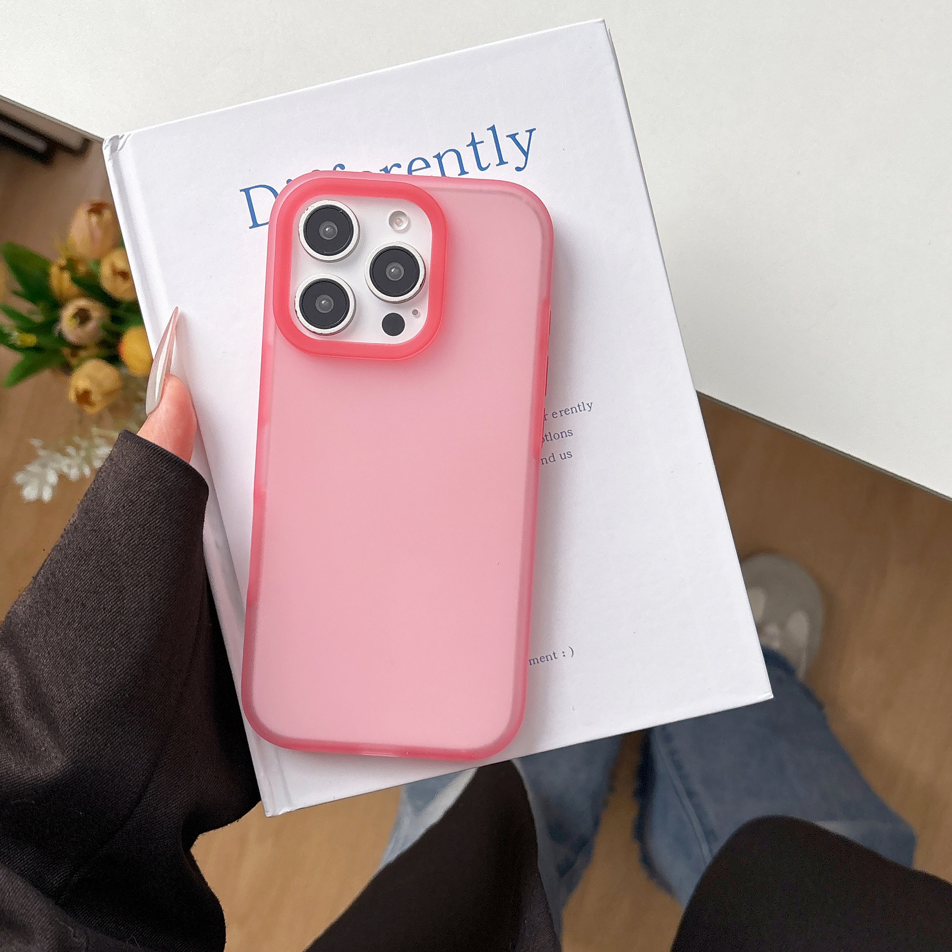 Simple color puro sentido de la piel gelatina color puro iPhone16ProMax funda para teléfono móvil 14 para Apple 15 pareja 13 suave