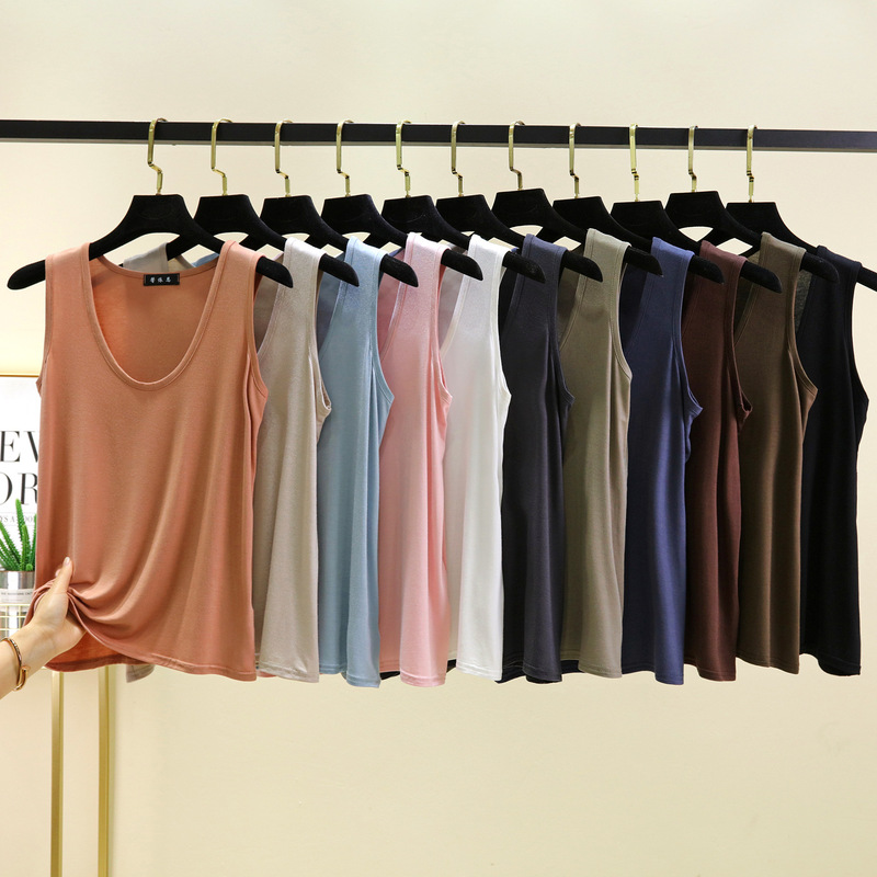 Modal Vest Sling Shorts Women's Summer Home Sleeveless Top suit plus size Thin Vest Oval Collar