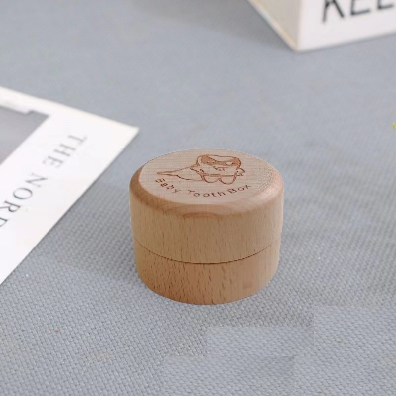 Caja de dientes de leche para niños de madera, caja de cambio de dientes para niños y niñas, caja de almacenamiento conmemorativa de colección de dientes de lanugo para bebés