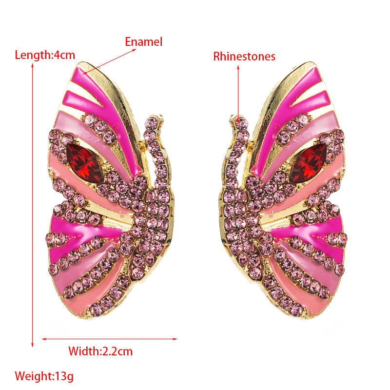 16g Weight Fashion Butterfly Alloy Artificial Rhinestones Ear Studs 1 Pair