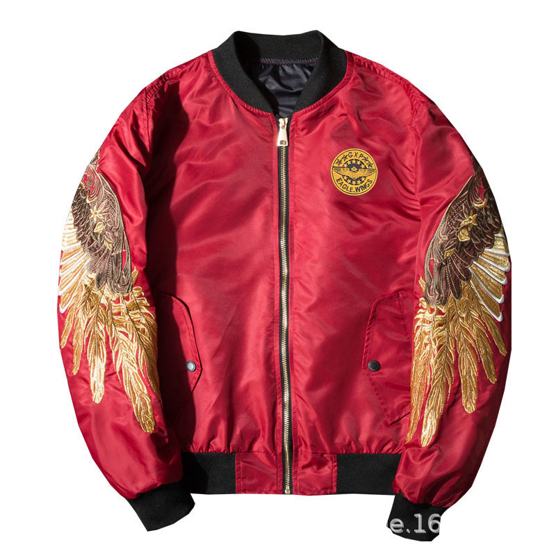 Japonés chaqueta de los hombres Alas de Oro bordado Harajuku estilo MA-1 piloto chaqueta de la marca de moda pareja de béisbol uniforme de las mujeres