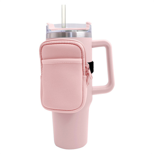 Diving material coin purse 40oz car sippy cup protective cover double pocket handle ice cup cup cover storage bag