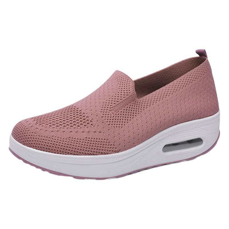 Внешняя торговля 2025 года, женская обувь большого размера, однотонная дышащая тканая обувь, женская спортивная обувь на одной ноге, носки, повседневная обувь