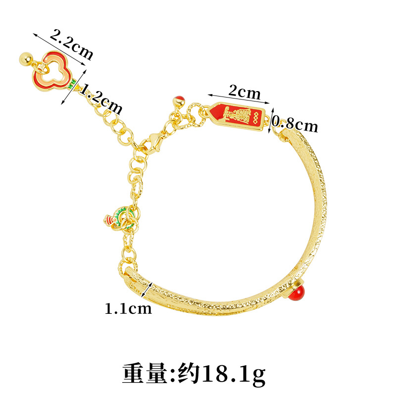 National Tide Vietnam Sandy Gold Pulsera Retro Gota de aceite con incrustaciones de circonio Xiangyun Media pulsera Mujer salvaje durante mucho tiempo sin decoloración Joyas de mano al por mayor