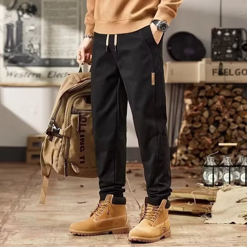 Men's Clothing Men's Heavyweight Twill Casual Trousers Trendy Versatile Spring Autumn Style Loose Fit Tapered Leg Workwear Harem Pants_viptrois.com