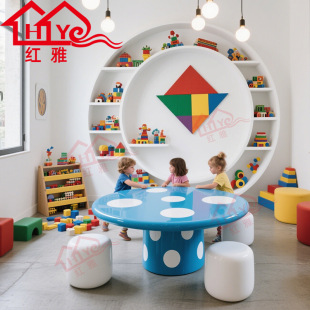 Children's Area Fiberglass Handmade Table and Chair Combination Outdoor Anti-Corrosion Lightweight Courtyard Garden Balcony Restaurant Table and Chair Set