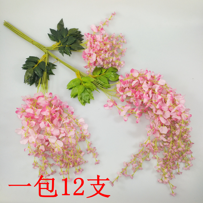 人工藤の花、豆の花、偽物の花、造花、緑の植物、リビングの天井、壁掛けの花、藤、結婚式の装飾、卸売|undefined