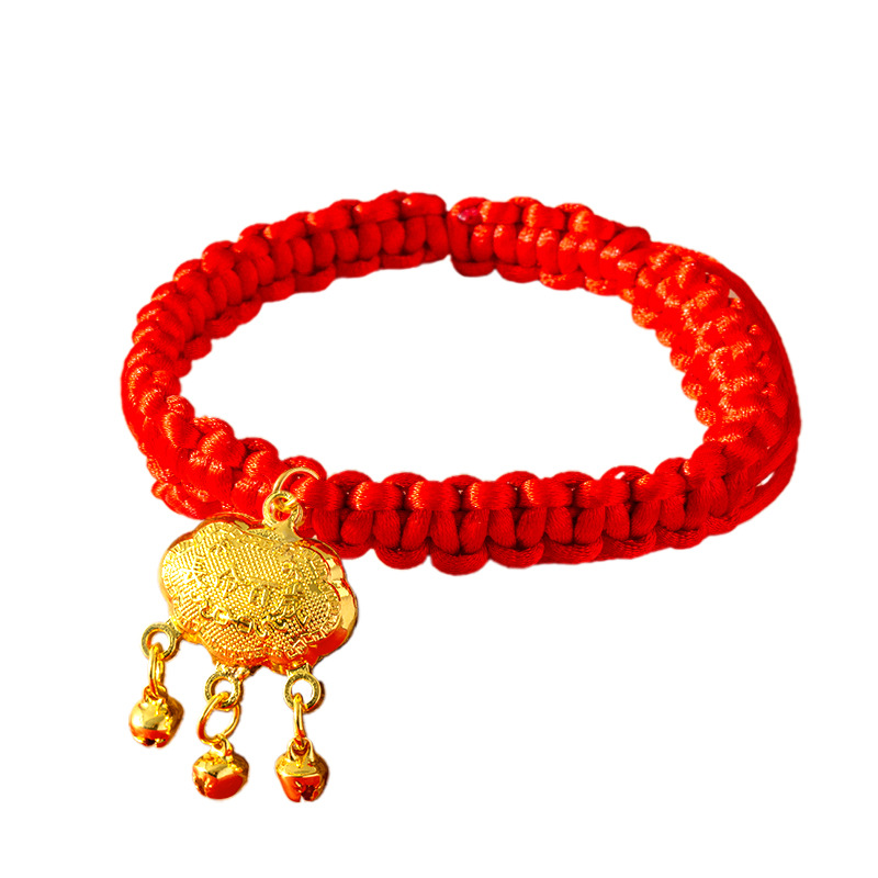 Perro Año Nuevo collar de cuerda roja chino viento rojo Año Nuevo campana colgante gato ajustable collar de mascota