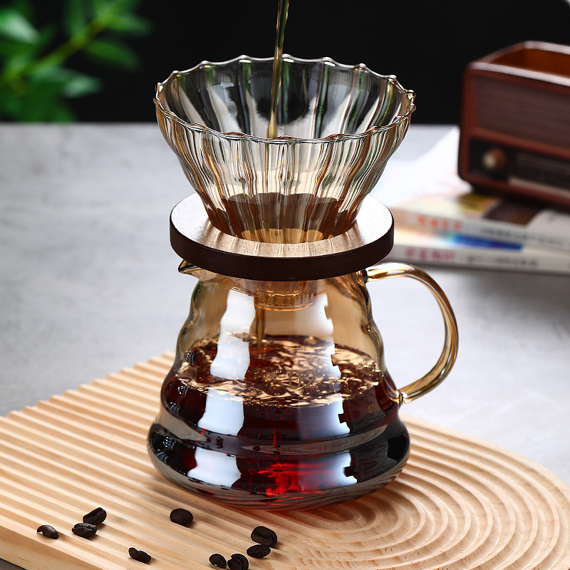 Coffee pot filter cup glass sharing suit filter heat-resistant drip funnel household appliances High Borosilicate plated color Coffee pot filter cup glass sharing suit filter heat-resistant drip funnel household appliances High Borosilicate plated color